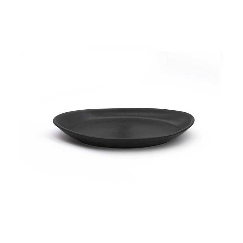 Bandeja ovalada de porcelana negra efecto hierro fundido 30 cm
