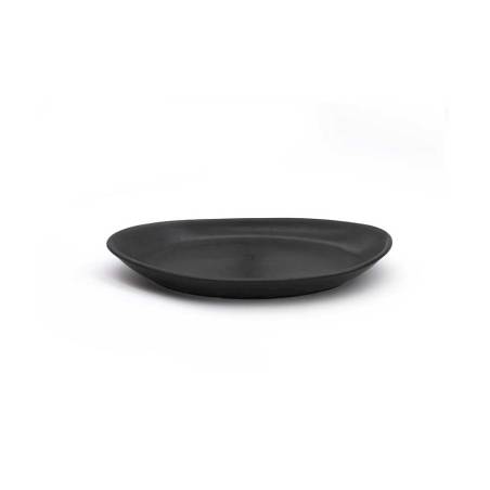 Bandeja ovalada de porcelana negra efecto hierro fundido 30 cm