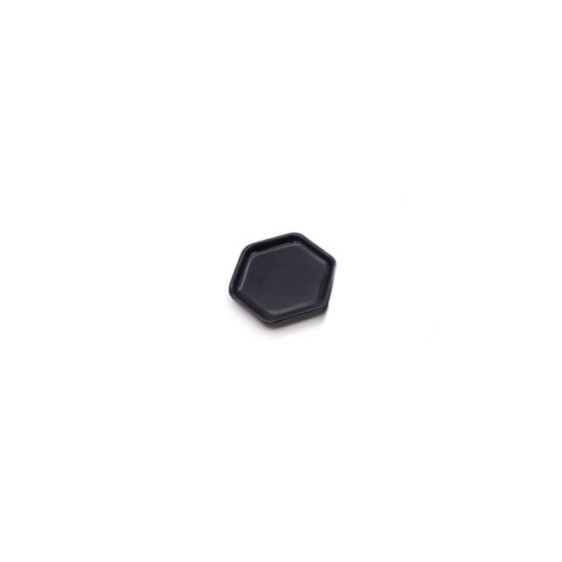 Soucoupe hexagonale en porcelaine noire 7x6.5 cm