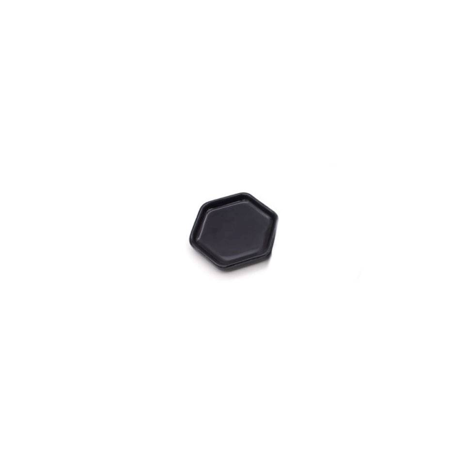 Plato hexagonal de porcelana negra 7x6,5 cm