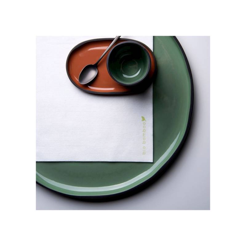 Servilleta compostable de viscosa y celulosa Bio Bamboo blanca 25x25 cm