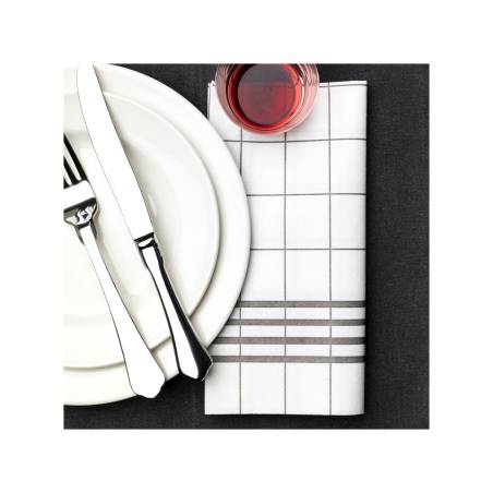Serviette de table London noire et blanche en polyester et cellulose 40x40 cm