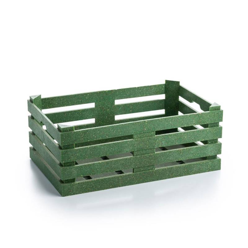 Caja de fibra de madera y pp en color verde 22x14x8,5 cm