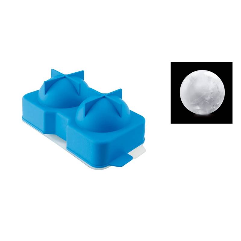 Esfera molde hielo 2 moldes silicona azul 15x7,5 cm