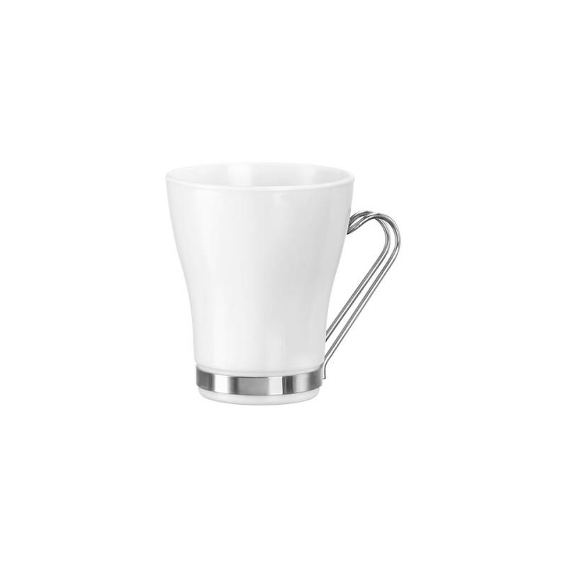 Bormioli Rocco Oslo vaso de leche con asa de acero inoxidable en vidrio blanco cl 22