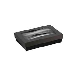 Caja desechable de cartón negro para alimentos con tapa con ventana cm 25,5x15,5x5