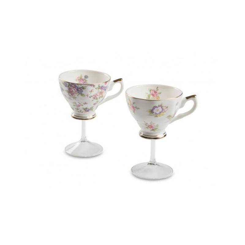 Taza de Té Victoriana 100% porcelana Chef y pie de cristal cl 20