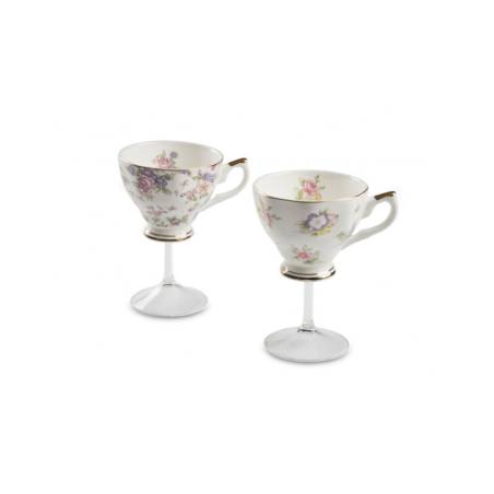 Tasse à thé victorienne 100% porcelaine de Chef et pied en verre cl 20