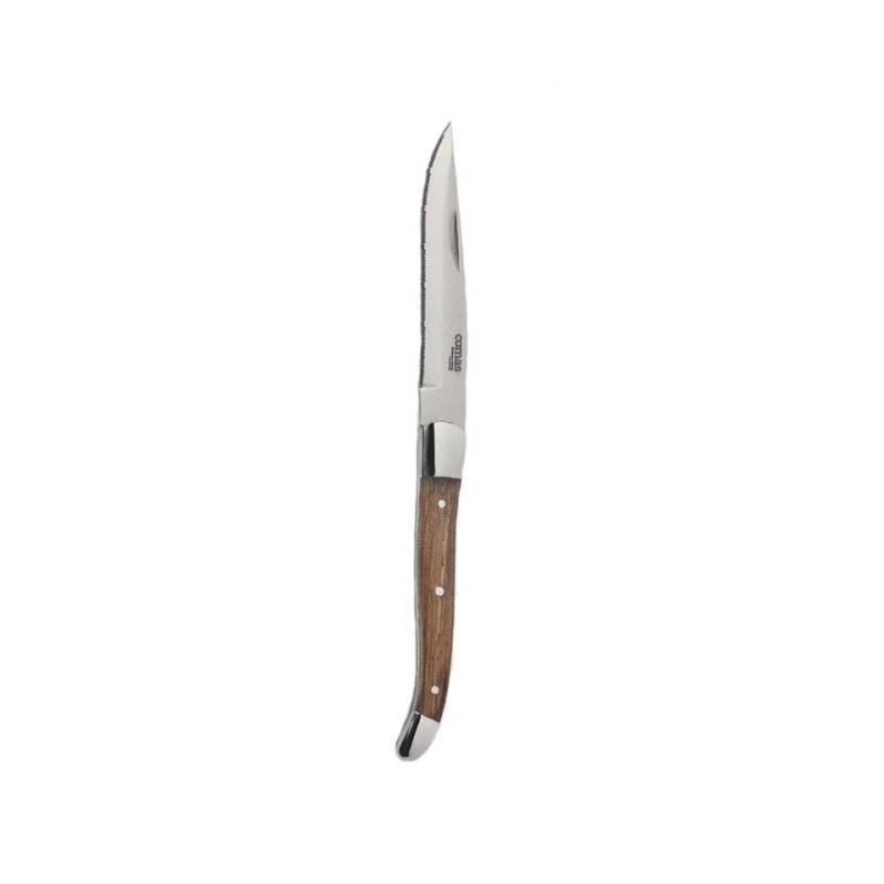 Cuchillo de acero inoxidable Alps con hoja dentada y mango de madera 23 cm