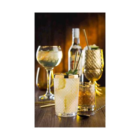 Pajitas de papel biodegradables doradas 20x0,6 cm