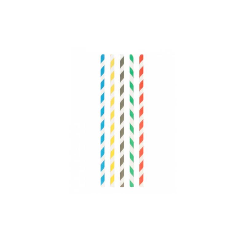 Pailles en papier décorées en spirale couleurs assorties cm 23x0,8