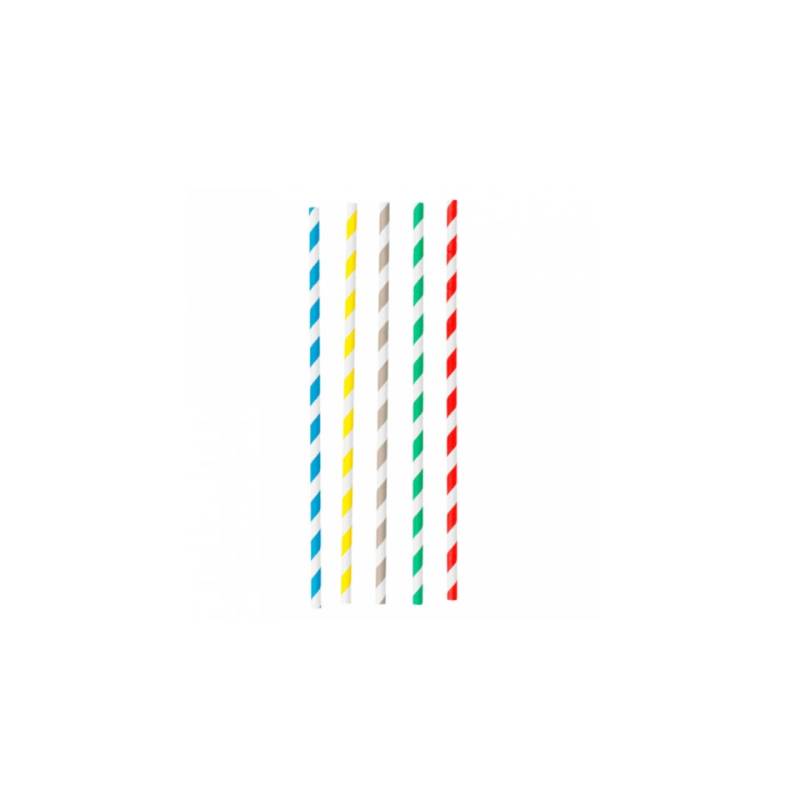 Pailles en papier pliable avec motif en spirale couleurs assorties cm 23x0,6