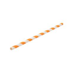 Pajitas biodegradables con decoración en espiral de papel blanco y naranja 20x0,6 cm