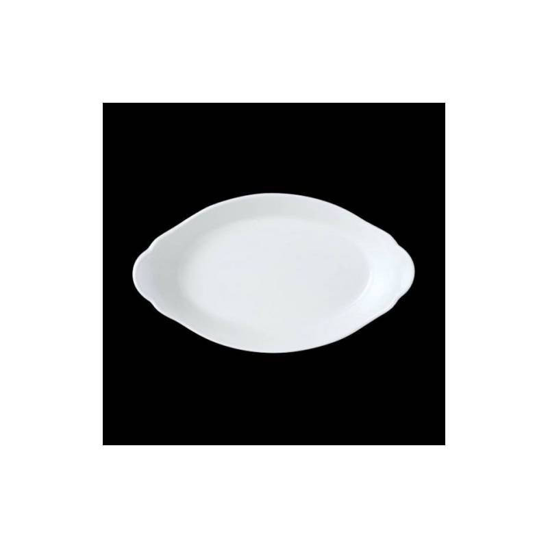 Plato ovalado de cerámica blanca vitrificada Performance Simplicity Steelite 24,5x13,5 cm