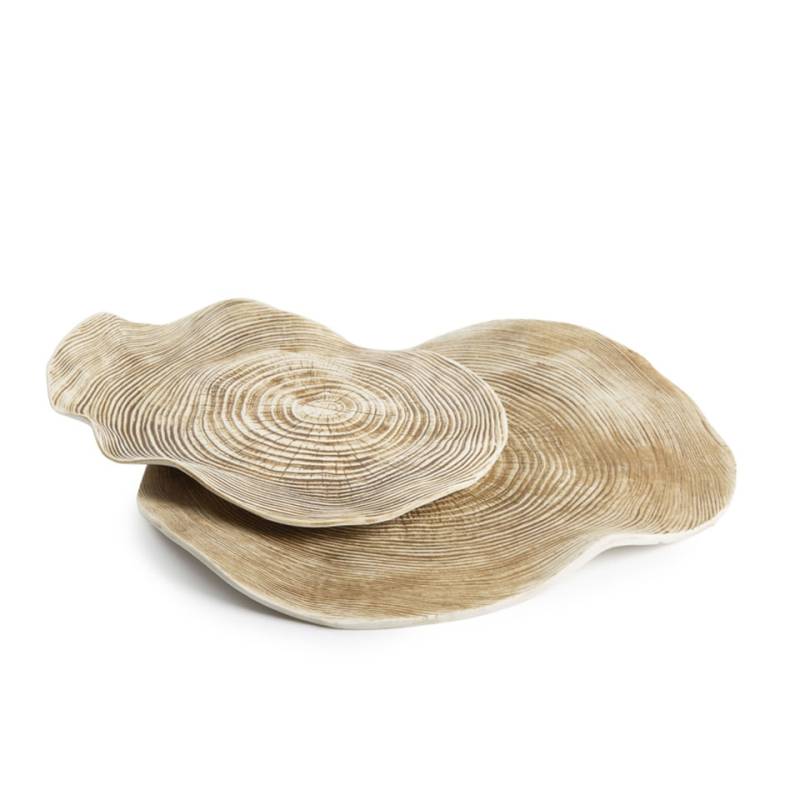 Carpaccio Wood XL 100% Plato Chef de porcelana marrón 27x21 cm