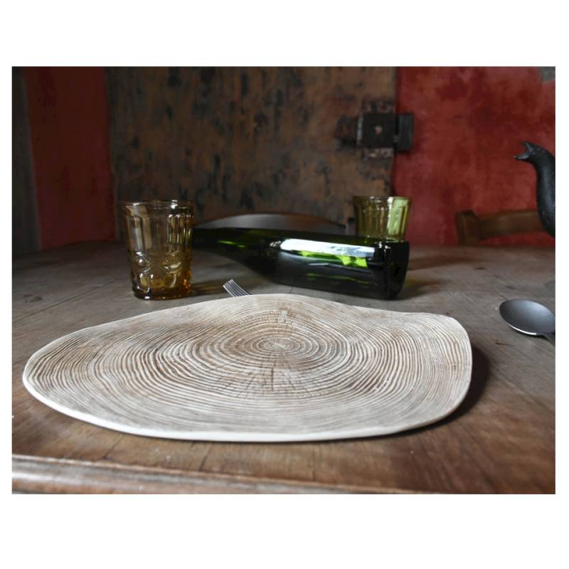 Carpaccio Wood XL 100% Plato Chef de porcelana marrón 27x21 cm