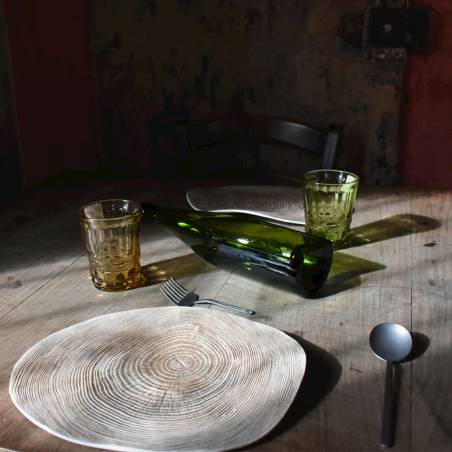 Carpaccio Wood XL 100% Plato Chef de porcelana marrón 27x21 cm