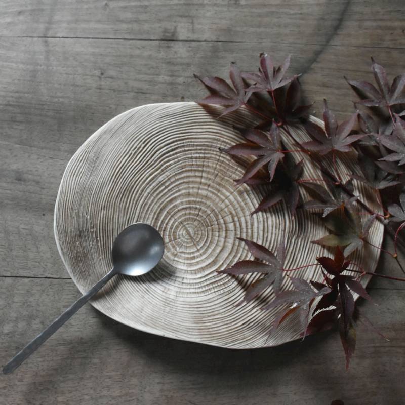 Carpaccio Wood XL 100% Plat de chef en porcelaine brune 27x21 cm