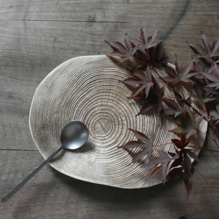 Carpaccio Wood XL 100% Plat de chef en porcelaine brune 27x21 cm