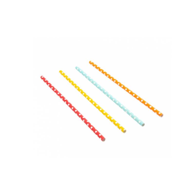 Pajitas de papel biodegradables con estampado de lunares colores surtidos cm 21x0,6