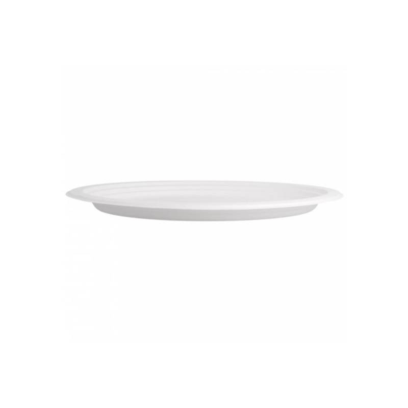 Plato oval biónico de bagazo blanco 32x25,5 cm