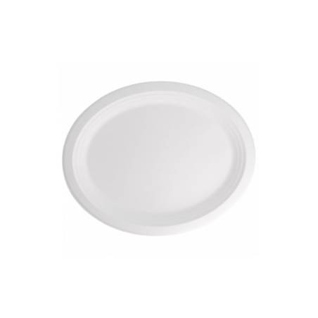 Plato oval biónico de bagazo blanco 32x25,5 cm