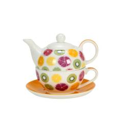 Tea For One Frutas amarillas en porcelana decorada