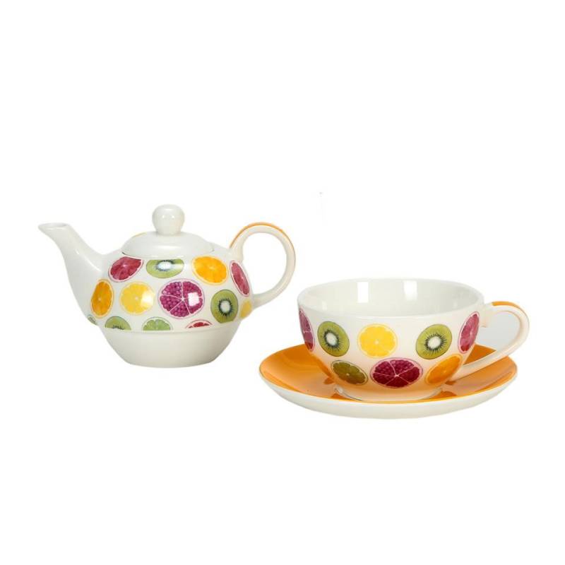 Tea For One Frutas amarillas en porcelana decorada
