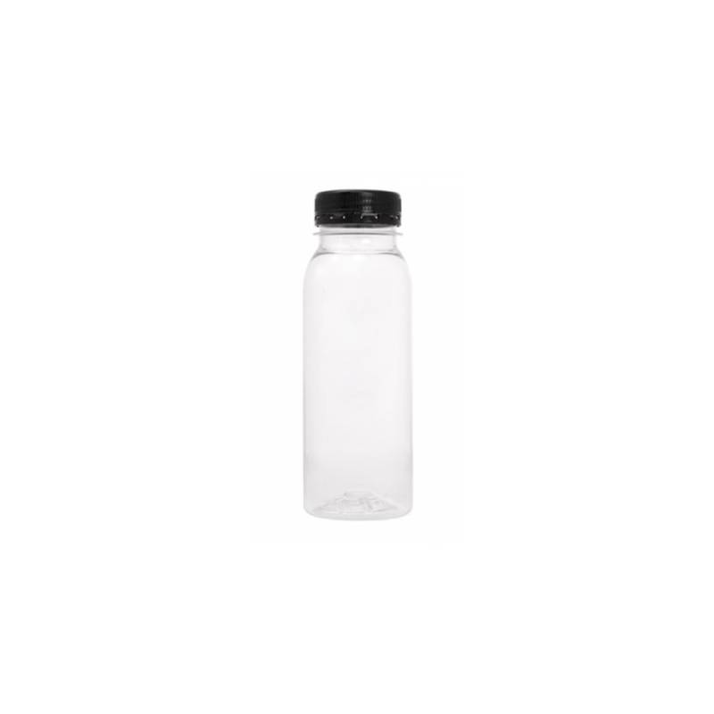 Botella pet transparente con tapón negro cl 25