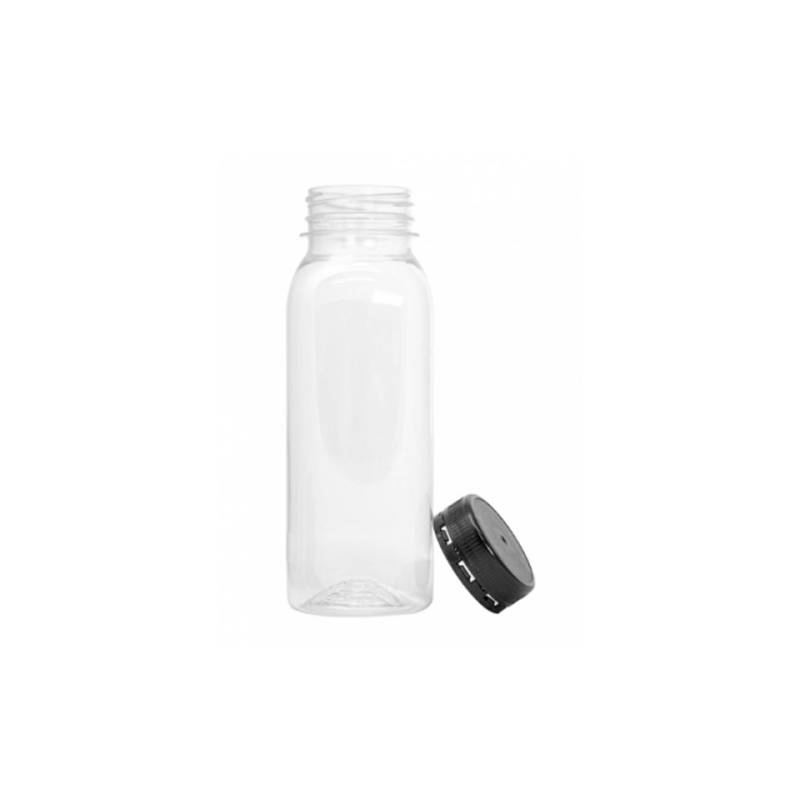 Bouteille transparente avec bouchon noir cl 25