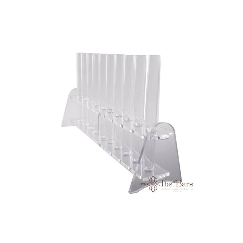 Plateau en tube acrylique transparent 10 trous cm 32x8