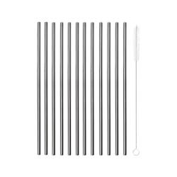 Pajita recta de acero inoxidable negra cm 21x0,5