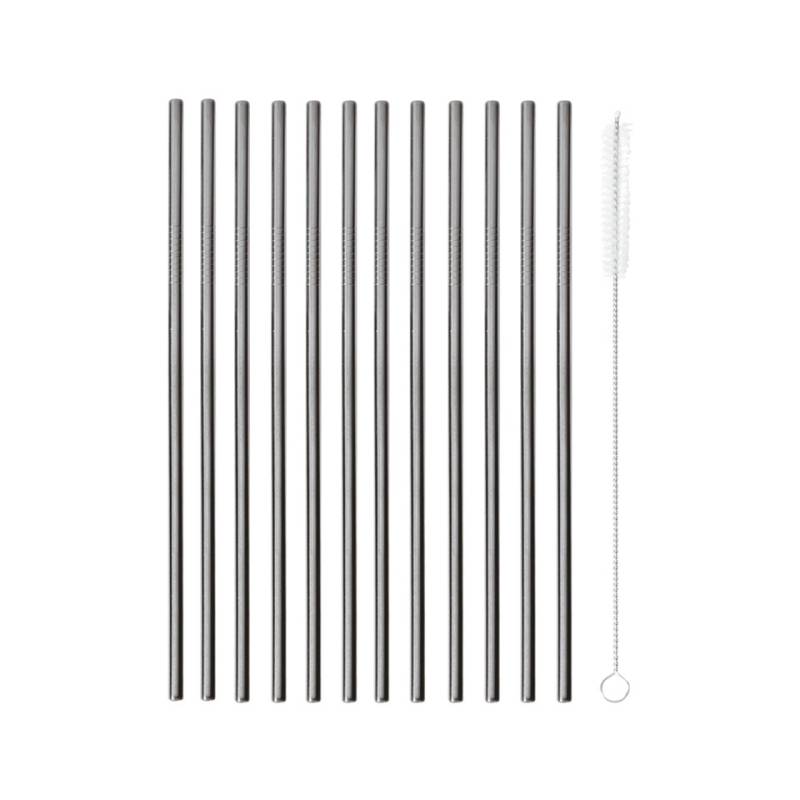 Paille droite en acier inoxydable noir cm 21x0,5