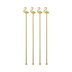 Flamingo stirrer mixer in golden steel cm 21.5