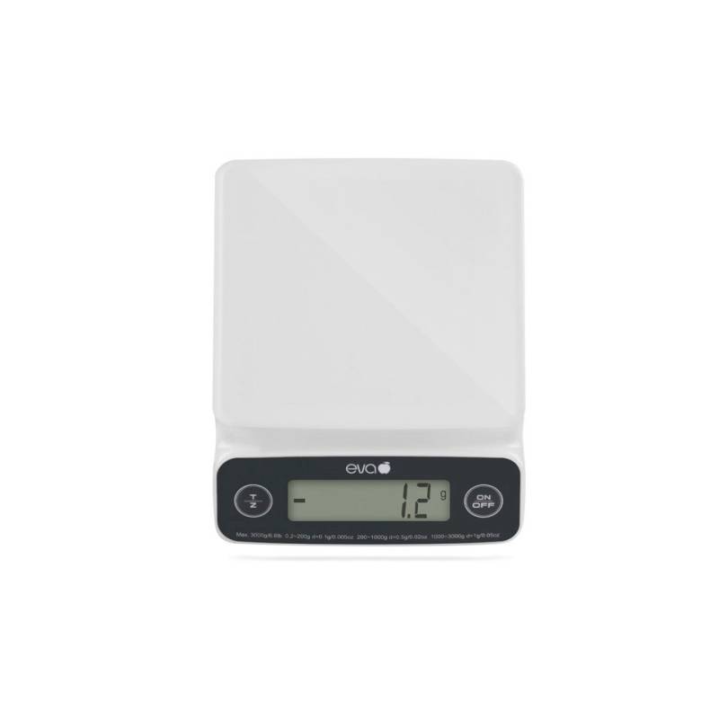 Balanza de cocina digital de 1 g a 3 kg en plástico blanco