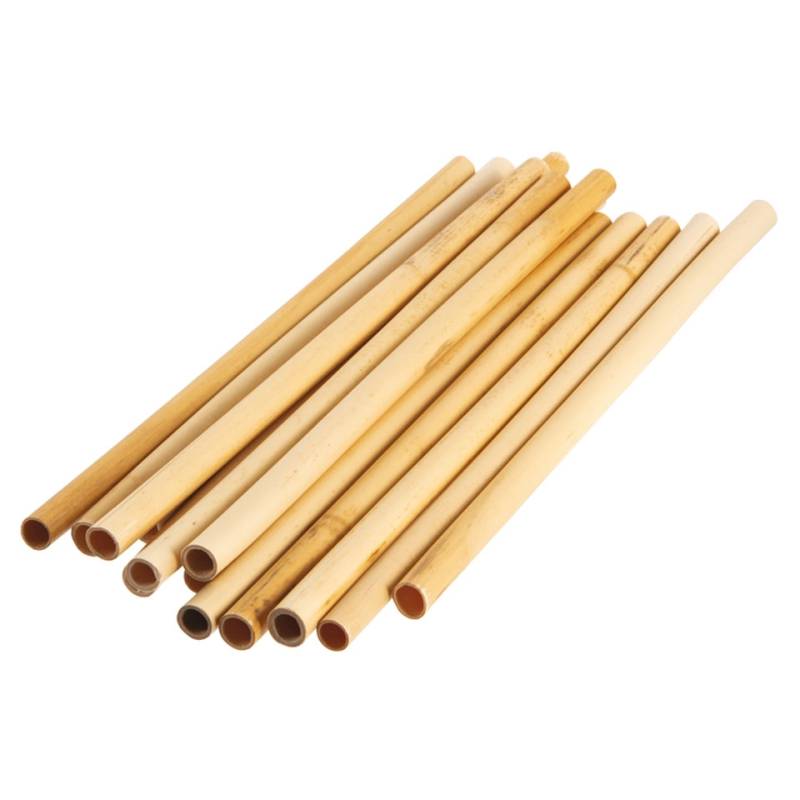 Pajitas de madera de bambú natural reutilizables 25x0,6-0,8 cm