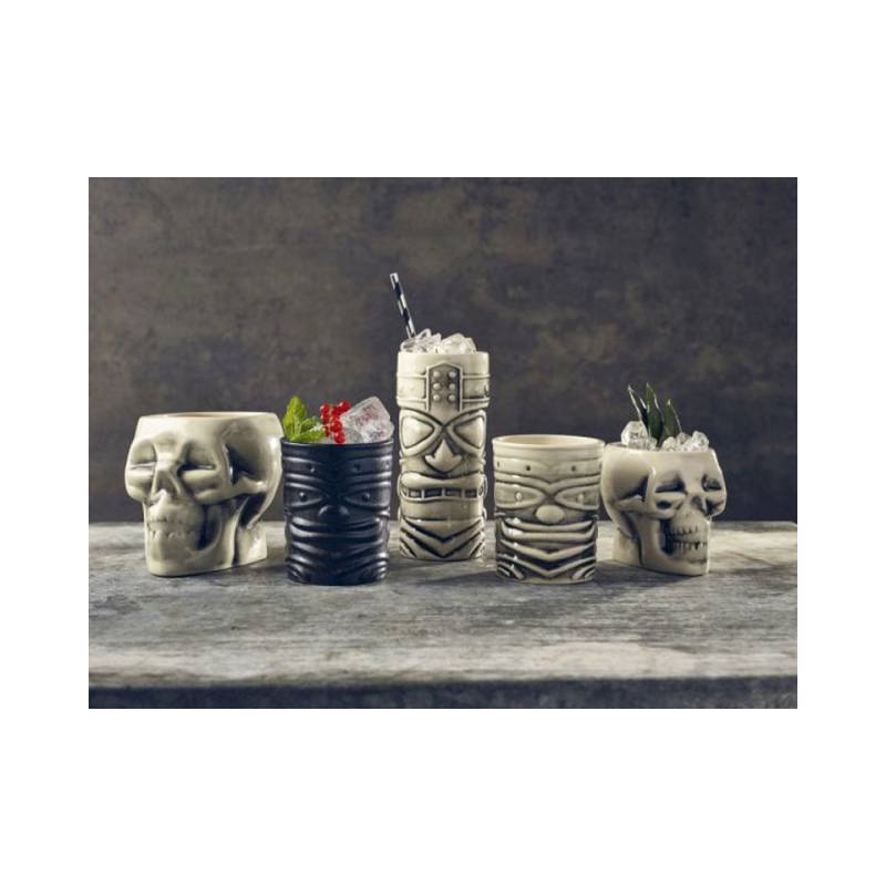 Mug Tiki Smile porcelaine noir et blanc cl 36