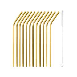 Pajita doblada de acero inoxidable dorado cm 21x0,5