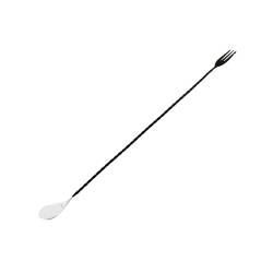 Cuchara de bar con tenedor de acero inoxidable negro cm 45