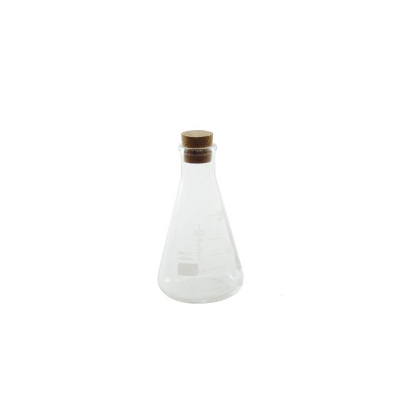 Ampoule conique graduée en verre avec bouchon en liège cl 15