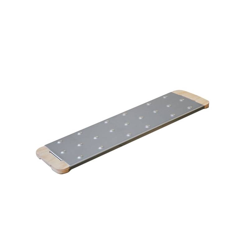 Giusto planche à découper en acier inoxydable et en bois pour pinsa et pizza 40.5x12 cm