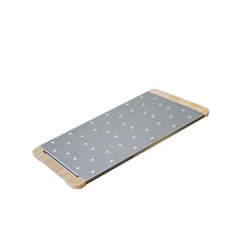 Giusto tabla de cortar de acero inoxidable y madera para pinsa y pizza 36x19,5 cm