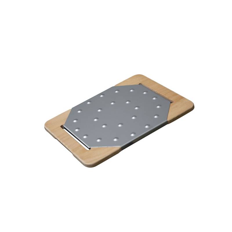 Planche à découper Giusto en acier inoxydable et en bois pour pinsa et pizza 29.5x23 cm