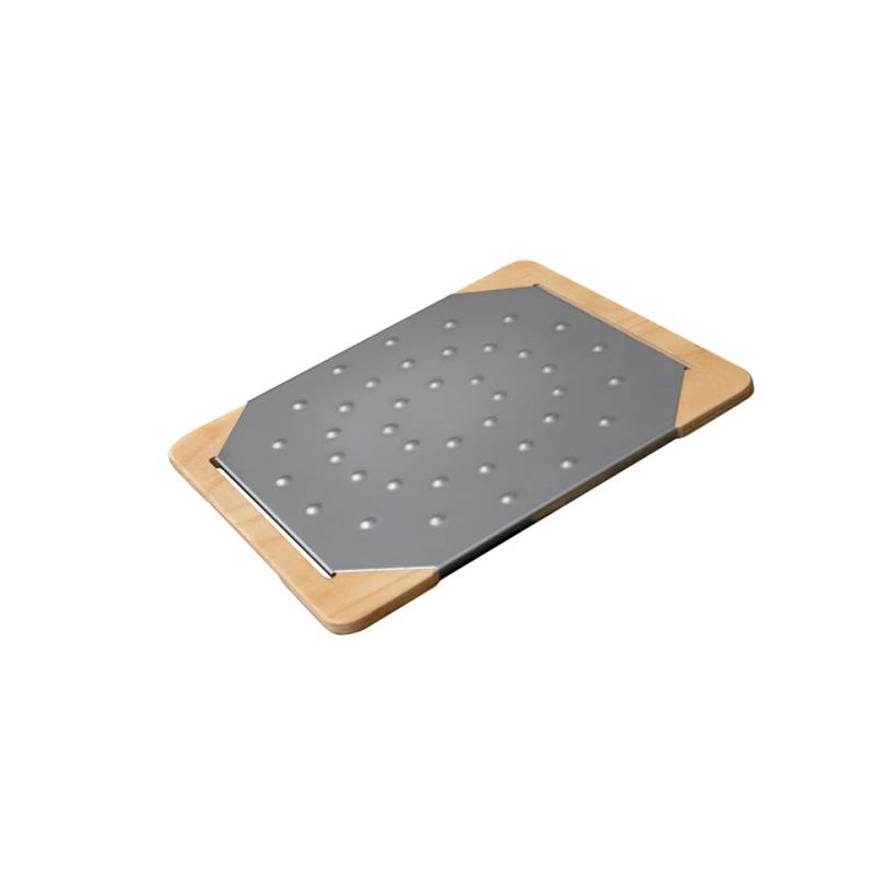 Giusto tabla de cortar de acero inoxidable y madera para pinsa y pizza 35x30 cm