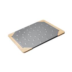 Giusto planche à découper en acier inoxydable et en bois pour pinsa et pizza 38x33 cm