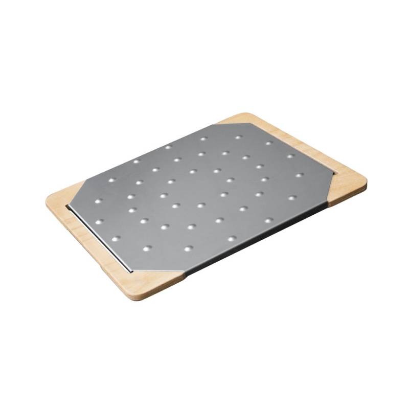 Giusto tabla de cortar de acero inoxidable y madera para pinsa y pizza 38x33 cm