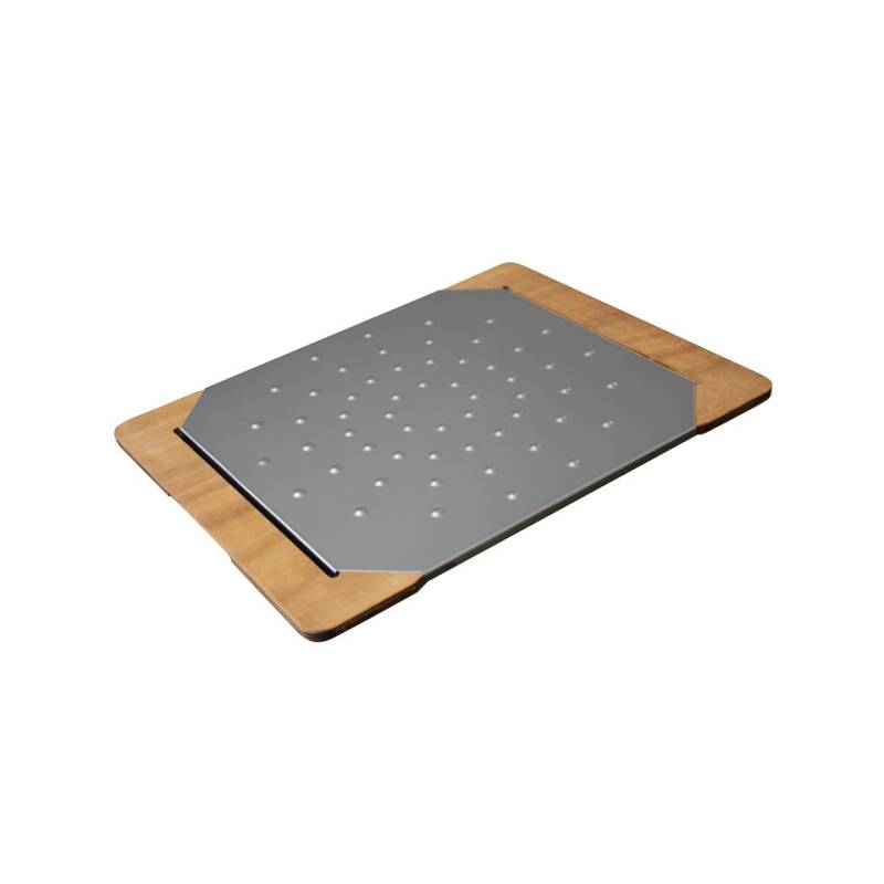 Giusto tabla de cortar de acero inoxidable y madera para pinsa y pizza 50x40 cm