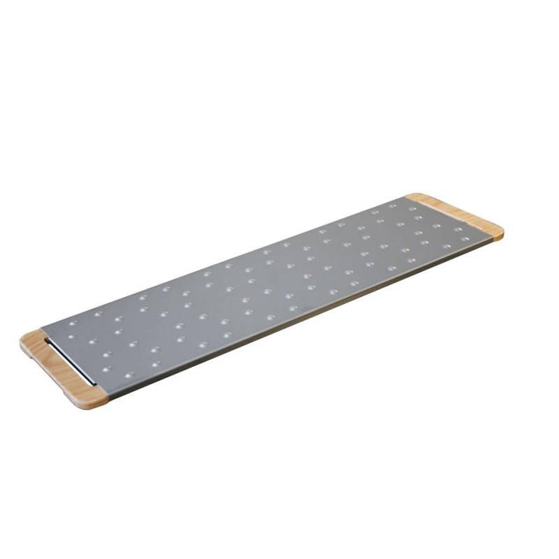 Tabla de cortar de acero inoxidable y madera Giusto para pinsa y pizza 67,5x19,5 cm