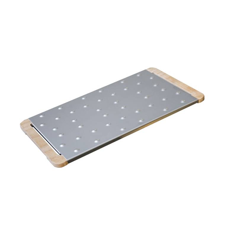 Giusto tabla de cortar de acero inoxidable y madera para pinsa y pizza 38,5x22,5 cm