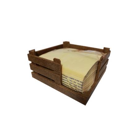 Servilletero de fibra de madera y pp color natural cm 14x14x6,7